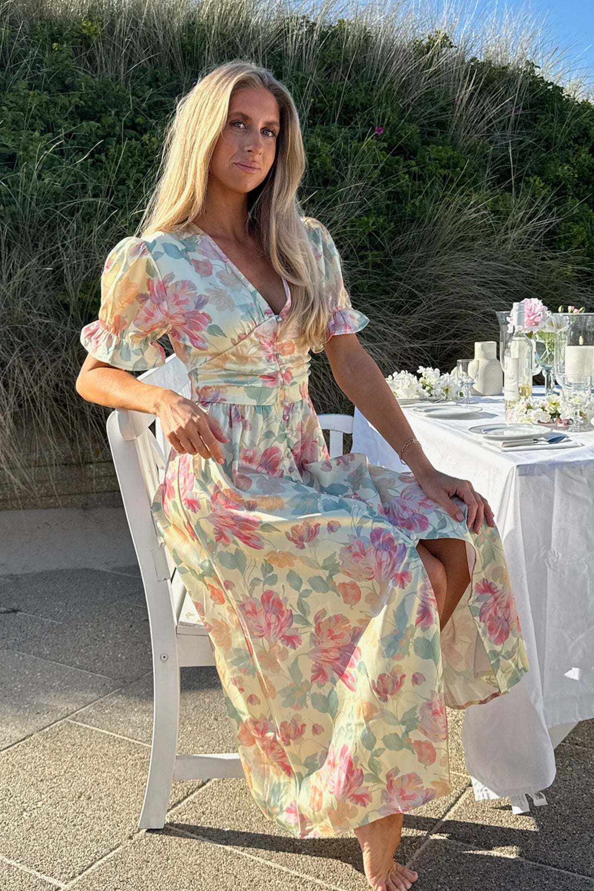 AdelIC long ss kjole pastel garden