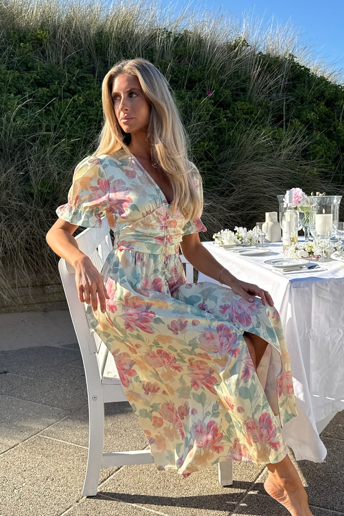 AdelIC long ss kjole pastel garden