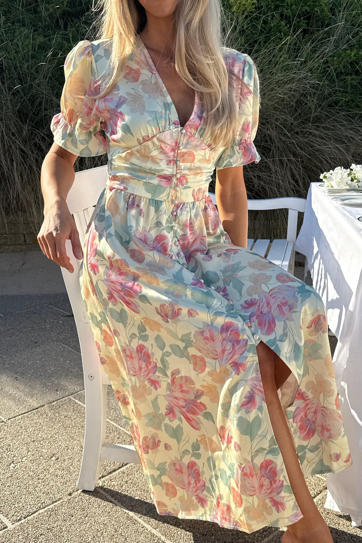 AdelIC long ss kjole pastel garden