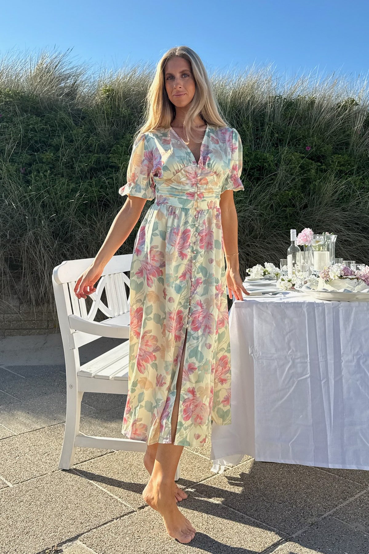 AdelIC long ss kjole pastel garden
