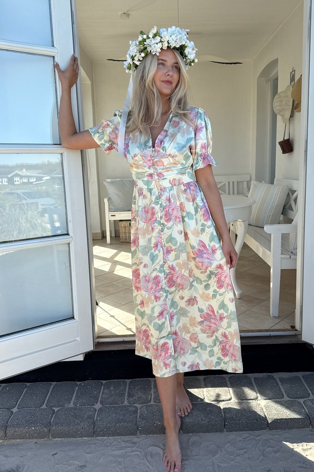 AdelIC long ss kjole pastel garden