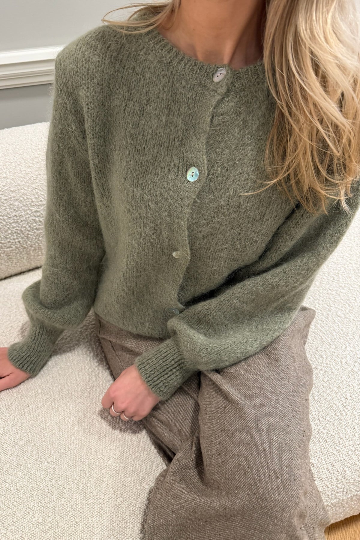 Ida IC olivengrønn cardigan