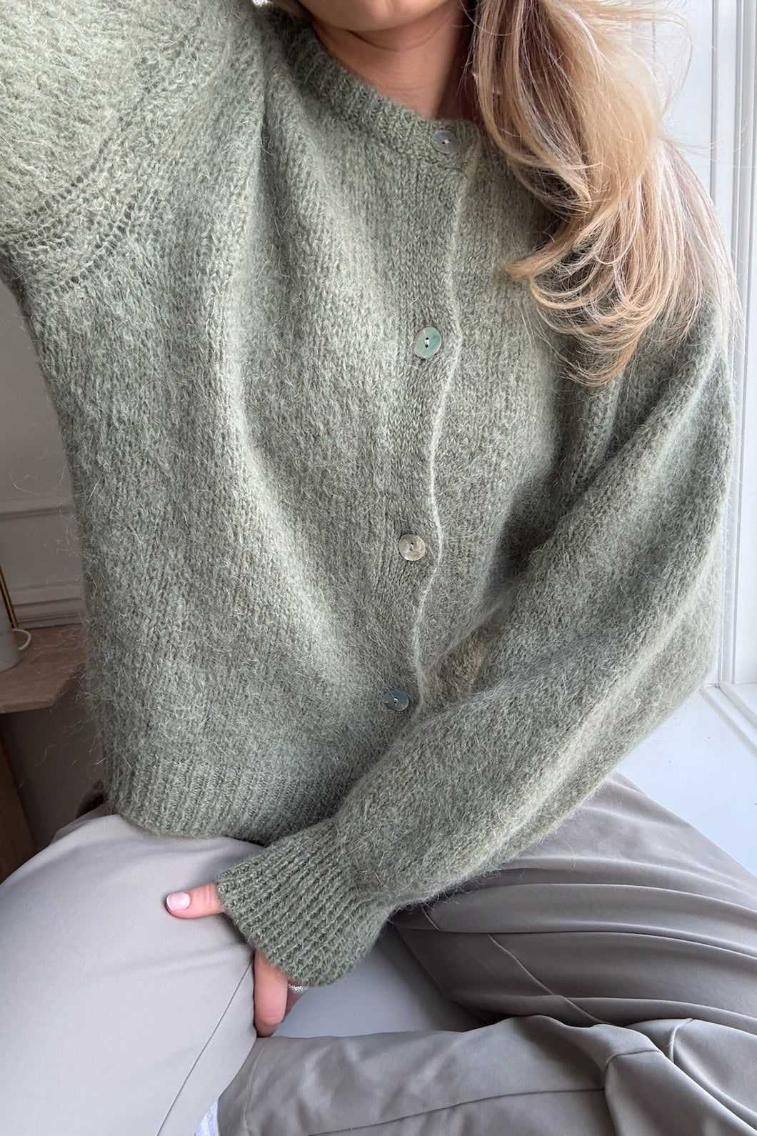 Ida IC olivengrønn cardigan