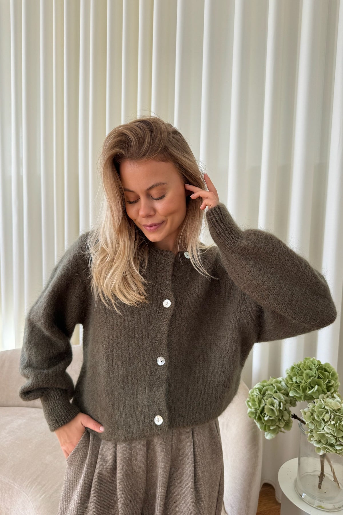 Ida IC militærgrønn cardigan