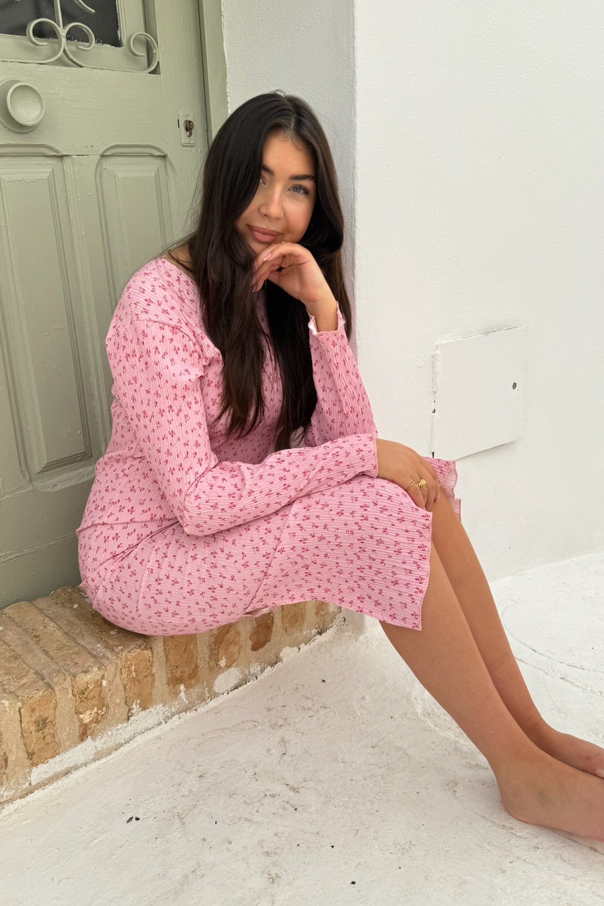 Oda  IC pink tiny blossom  kjole