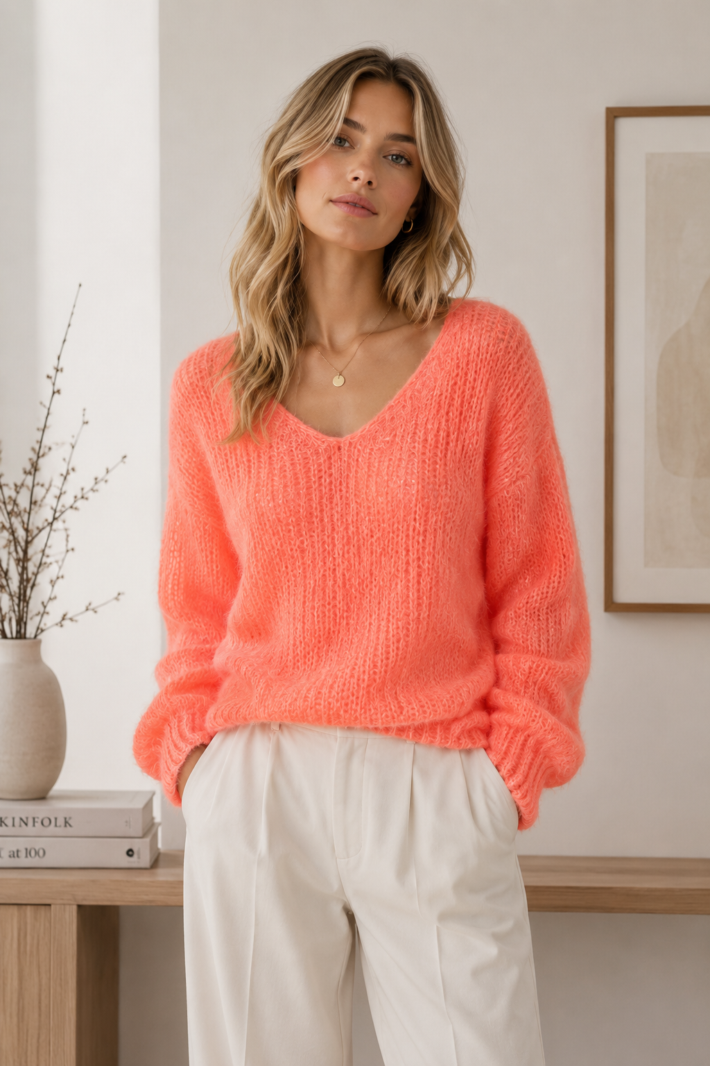 Milana mohair coral genser