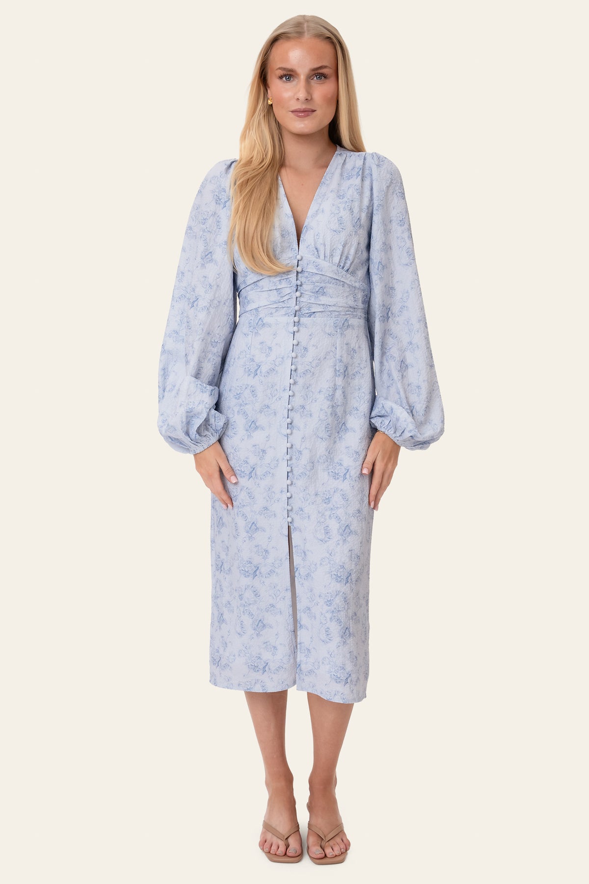Adaic long dress soft blue blossom