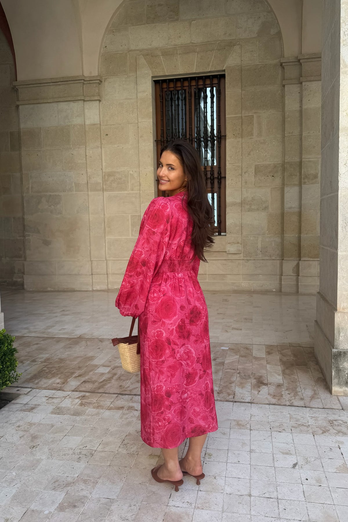 Adaic long dress soft rose print