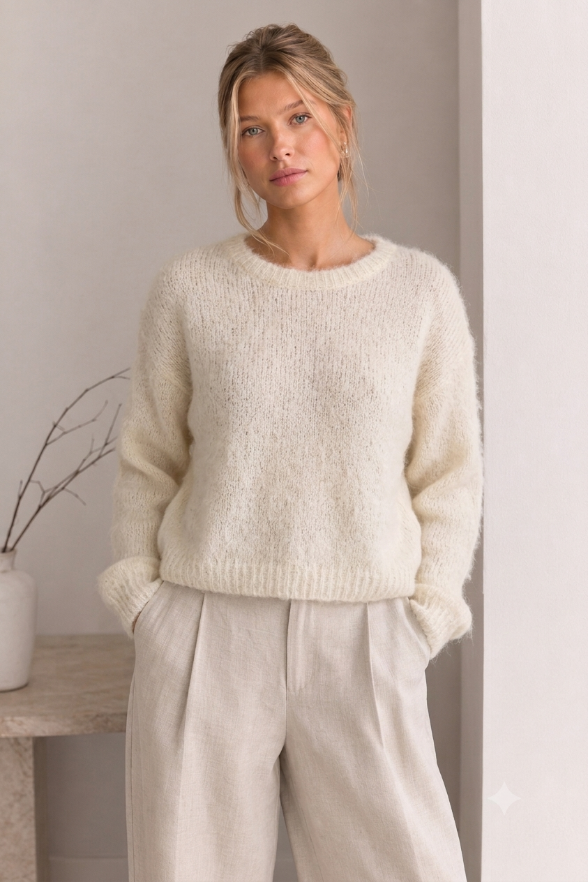 Mohair genser hvit