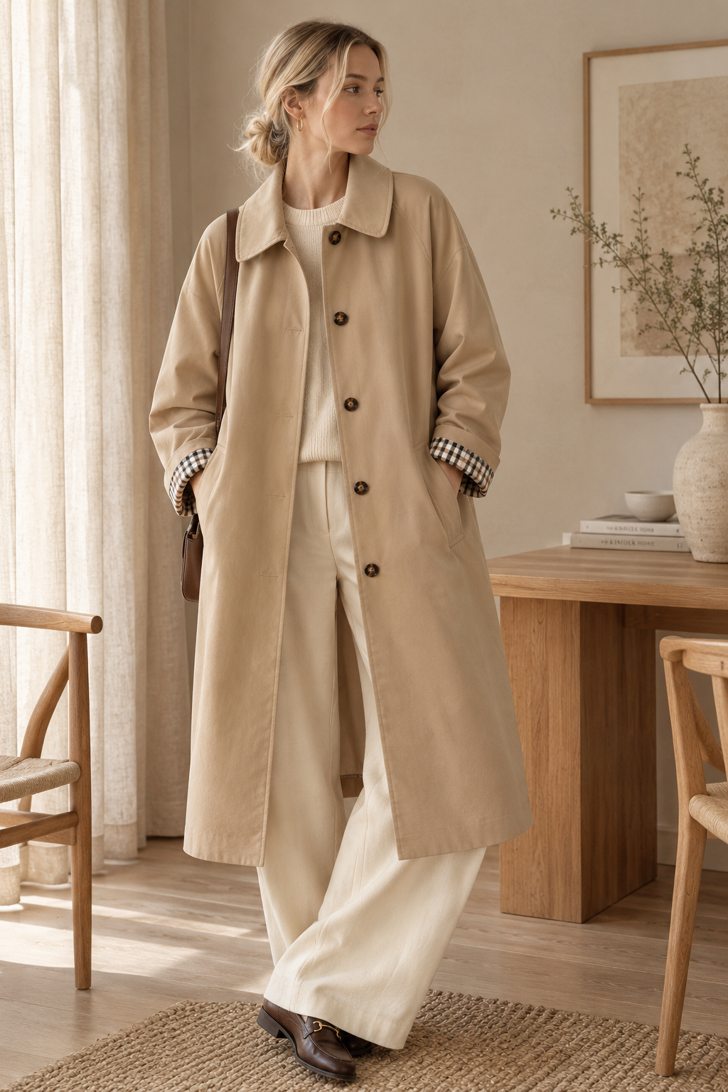 Beige trenchcoat