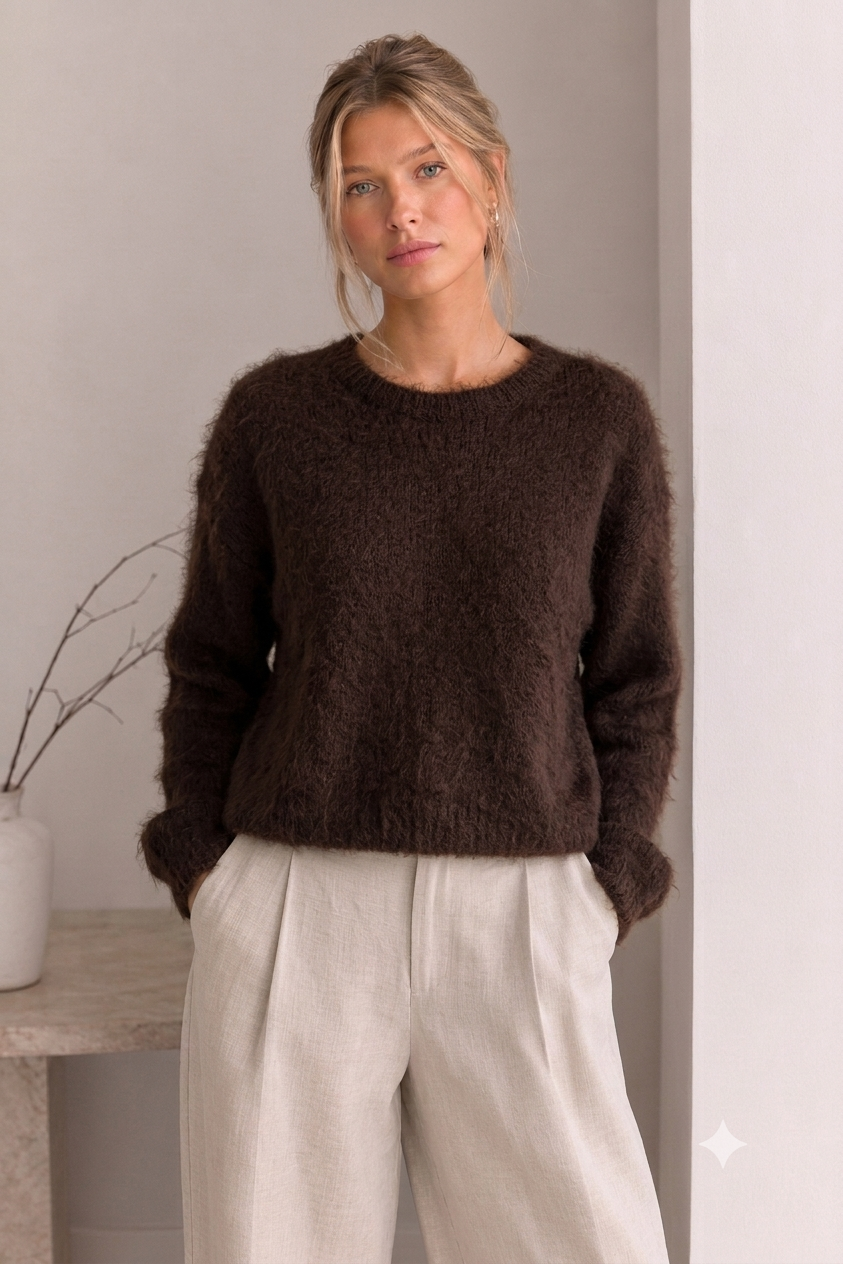 Mohair genser brun