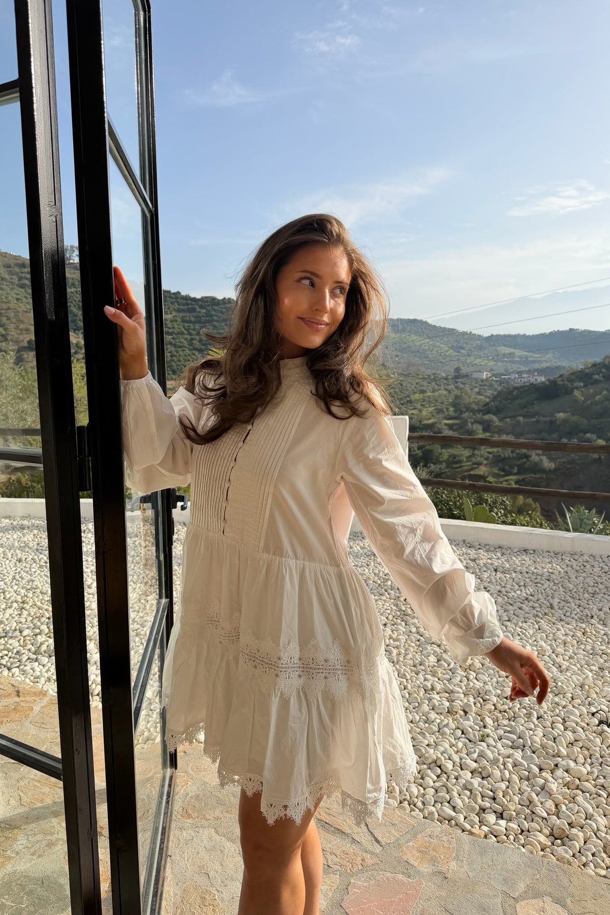 Livic dress white embroidery