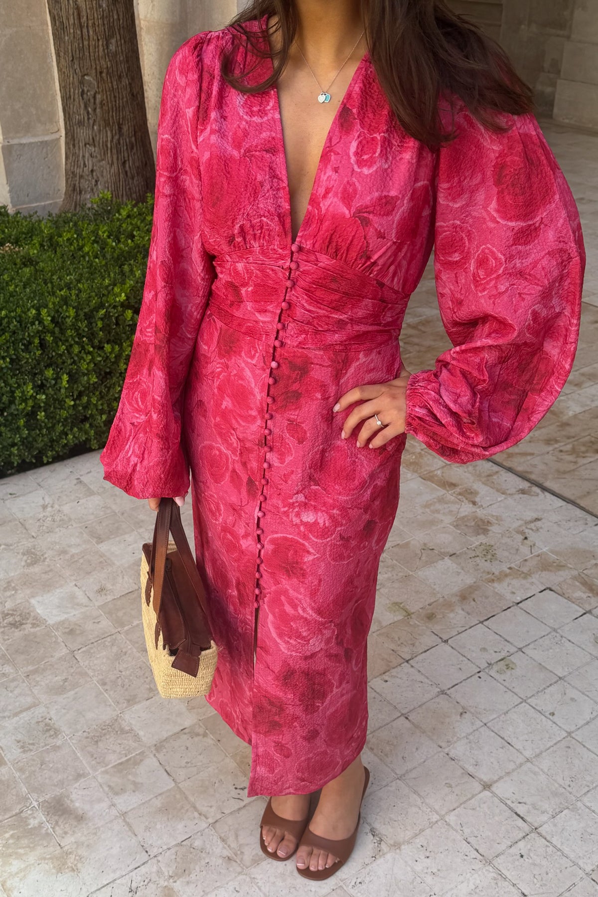 Adaic long dress soft rose print