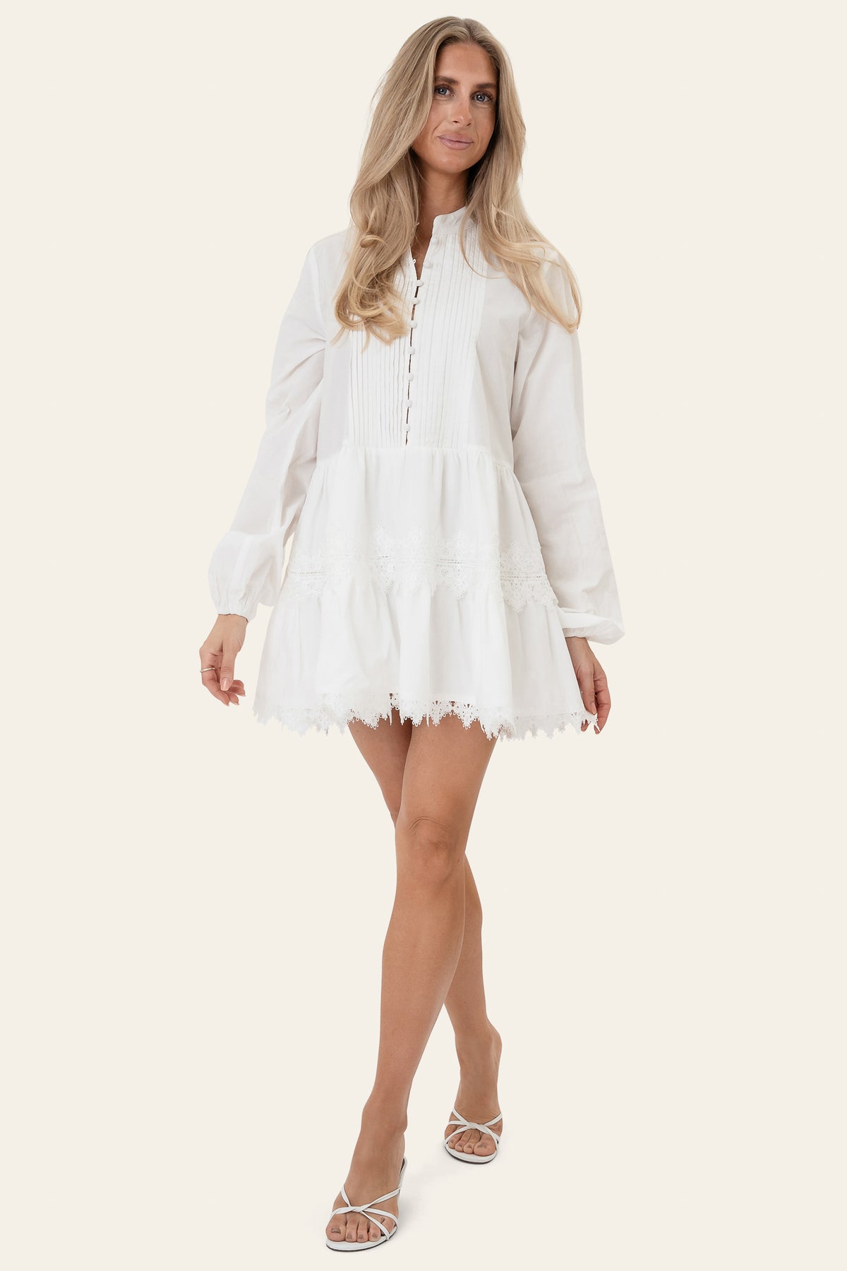 Livic dress white embroidery