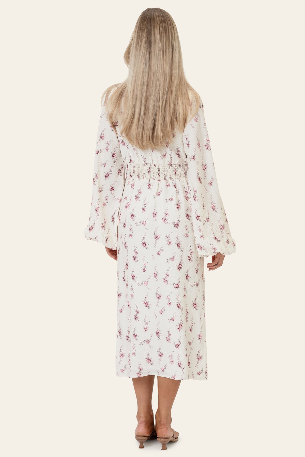 Adaic long dress offwhite vintage rose