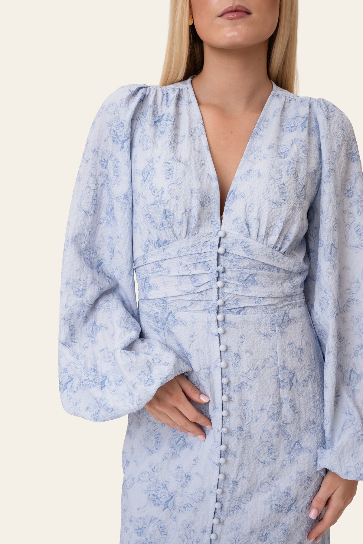 Adaic long dress soft blue blossom