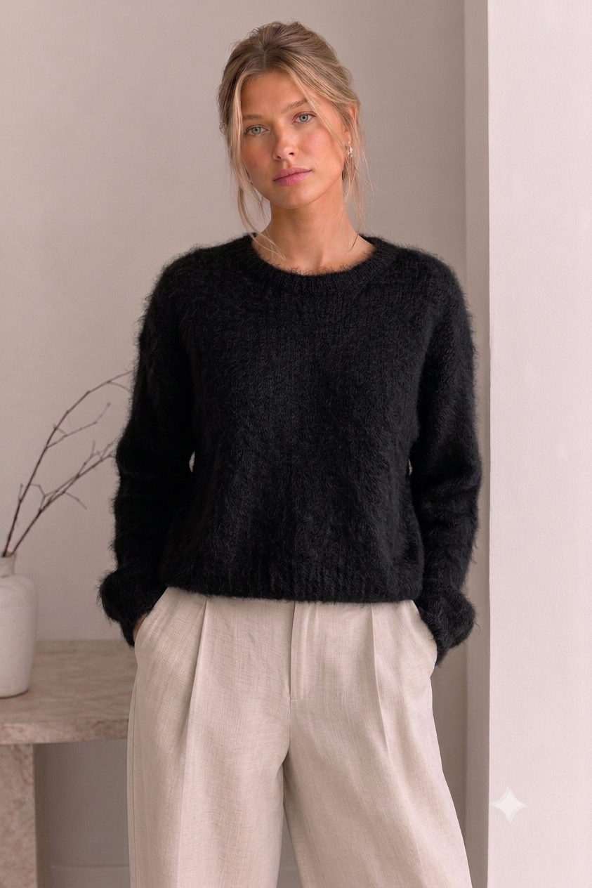 Mohair genser svart