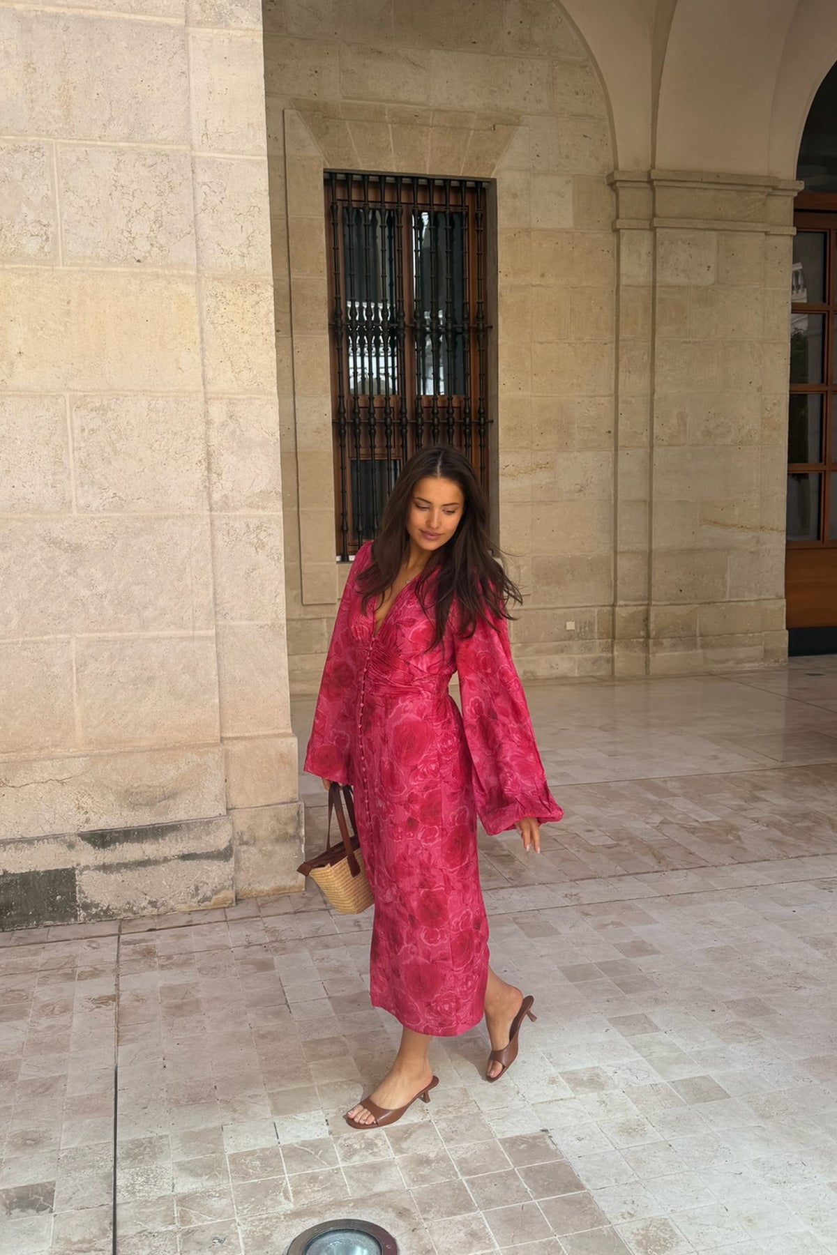 Adaic long dress soft rose print