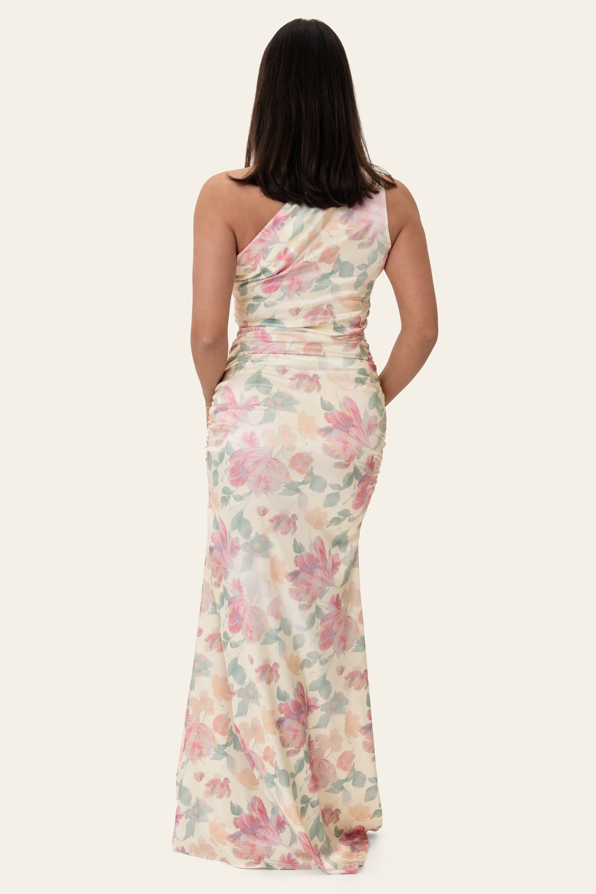 Andreaic satin dress pastel garden