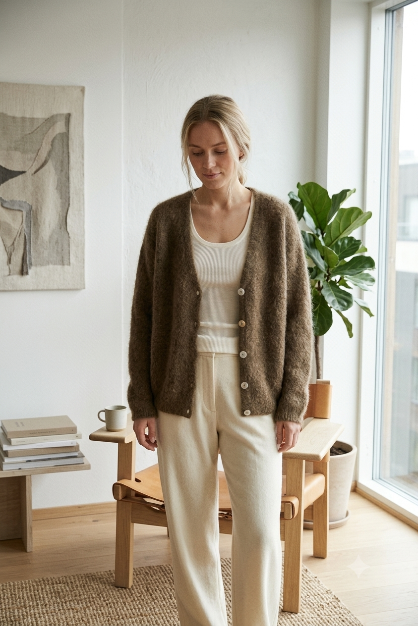 Cornelia LS mørkebrun cardigan