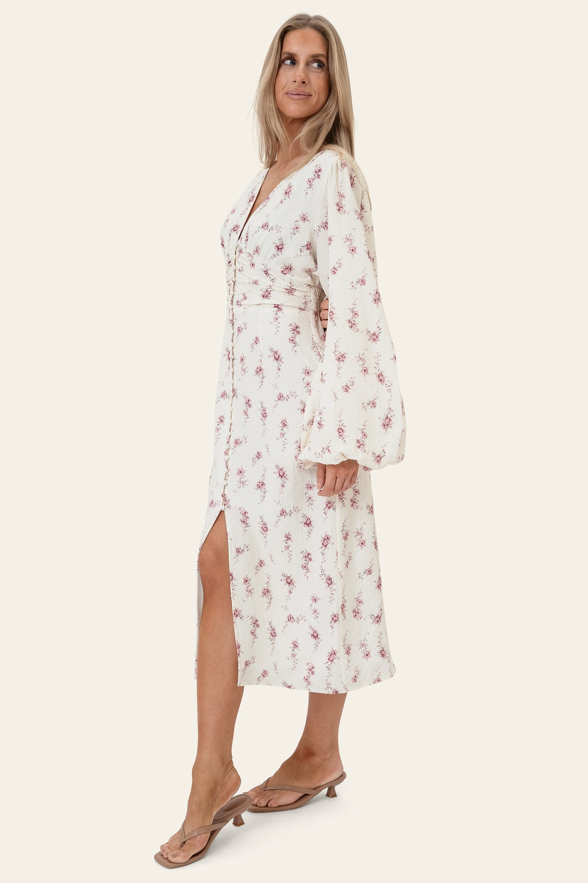 Adaic long dress offwhite vintage rose