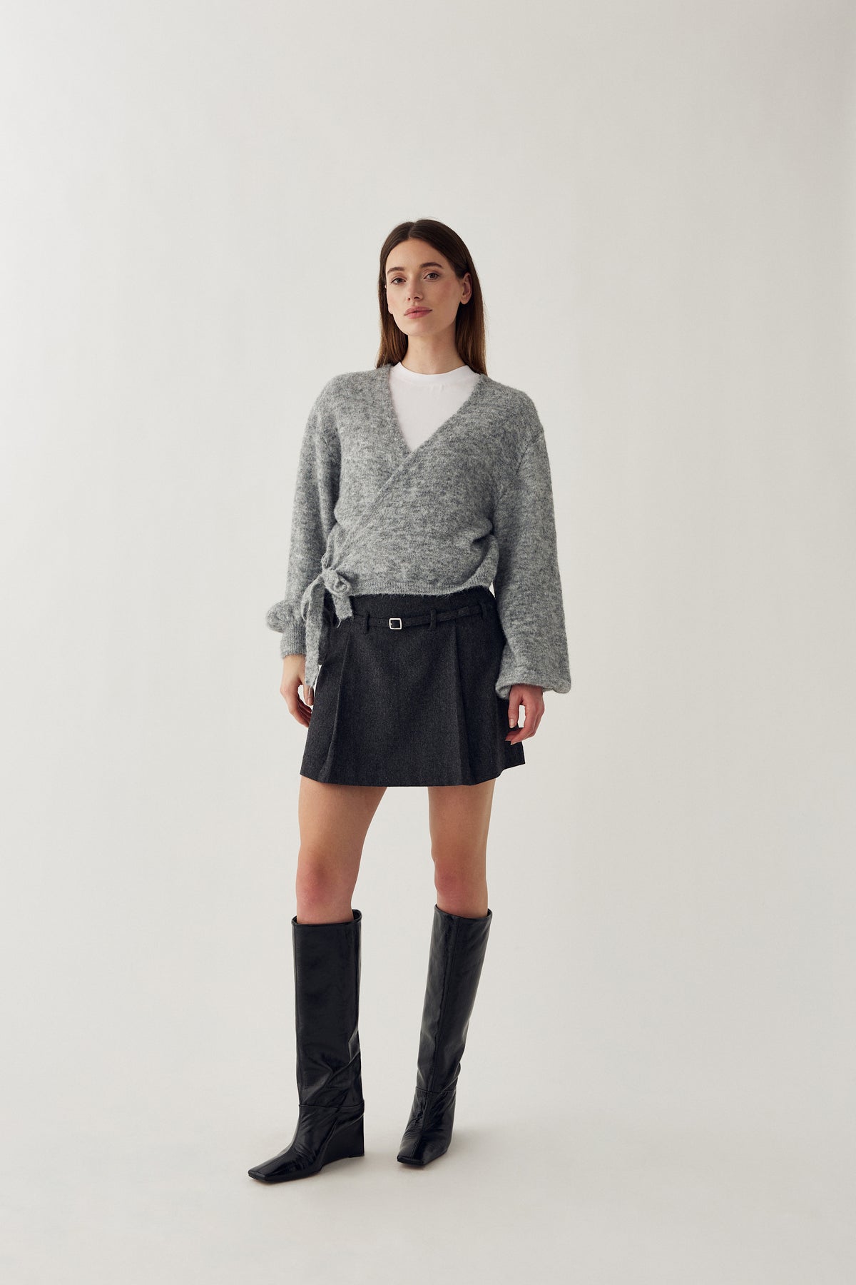 N-maelee knit cardigan medium grey melange