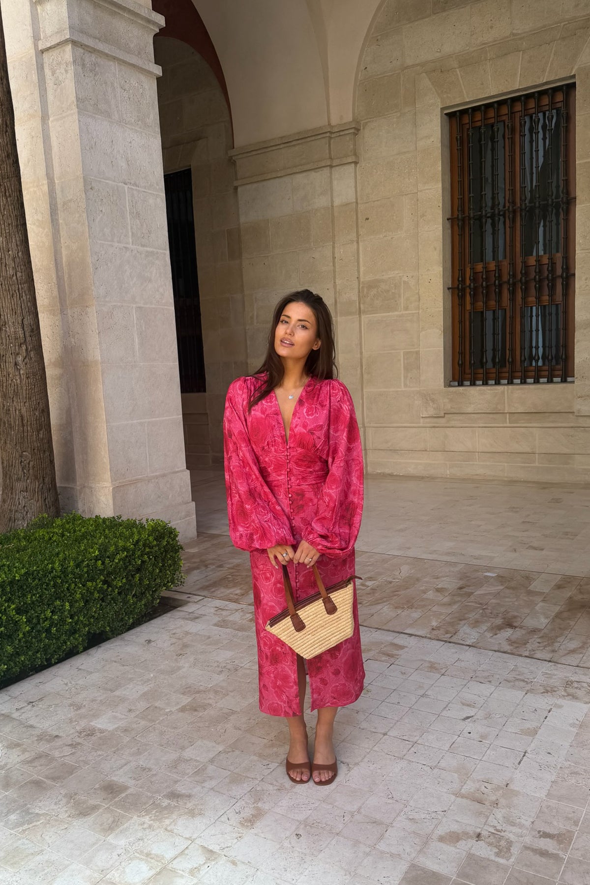 Adaic long dress soft rose print