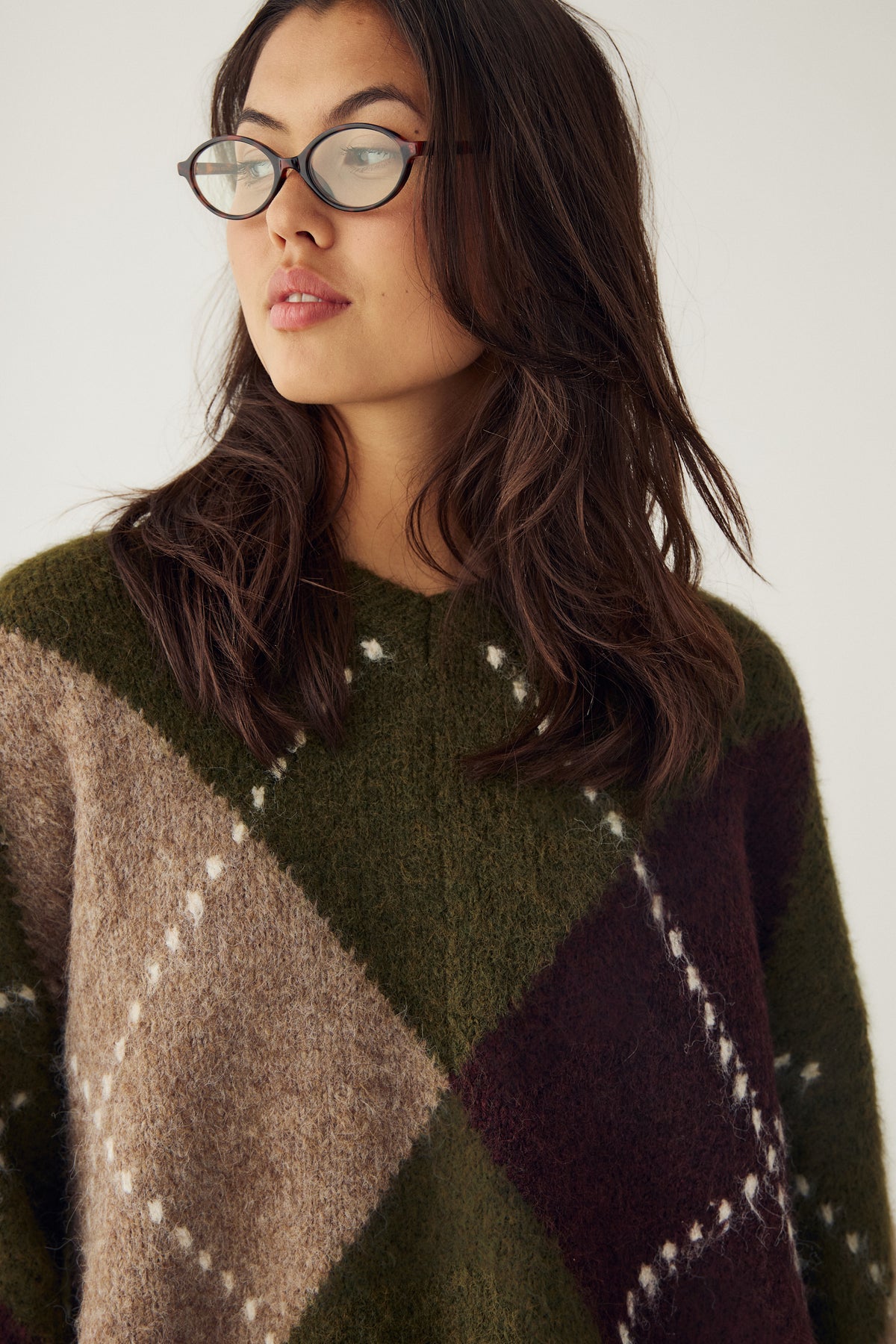 Lai knit avocado green mix genser