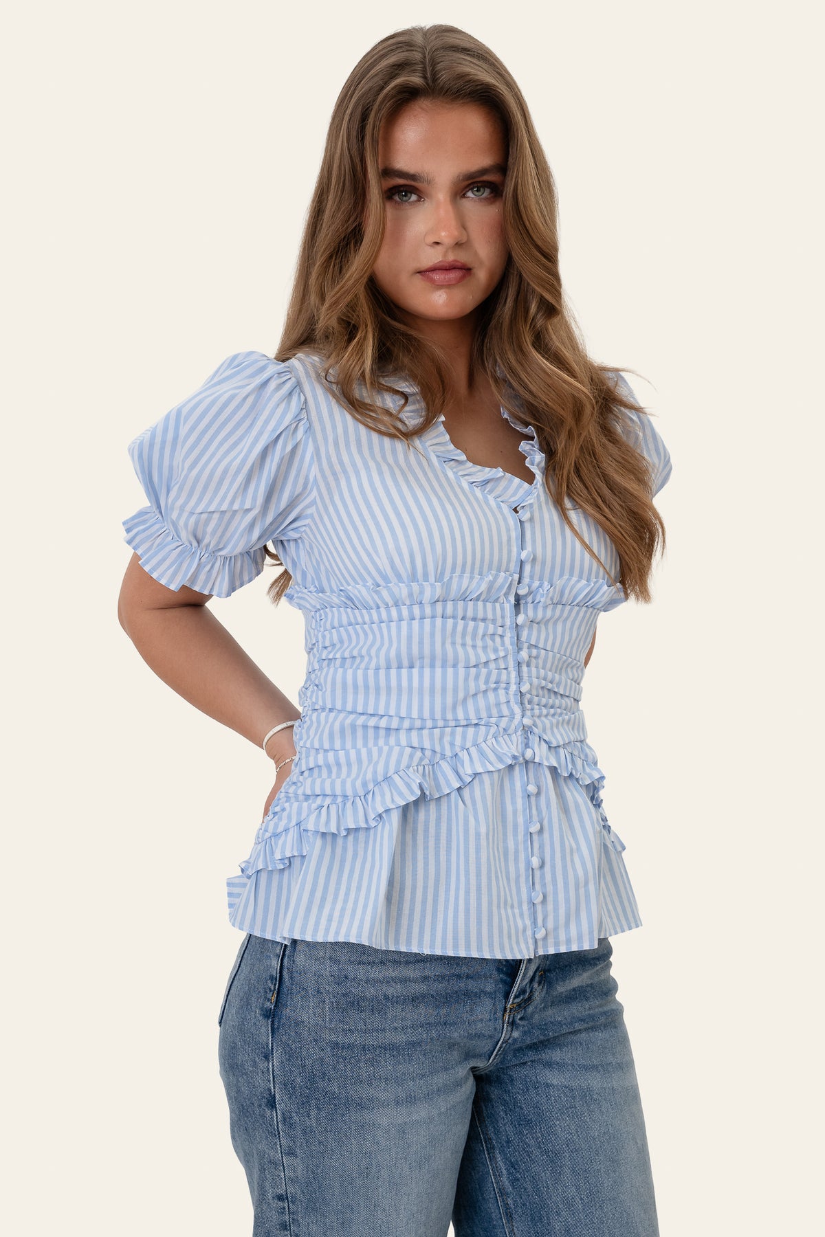 ArielIC blouse blue white stripes