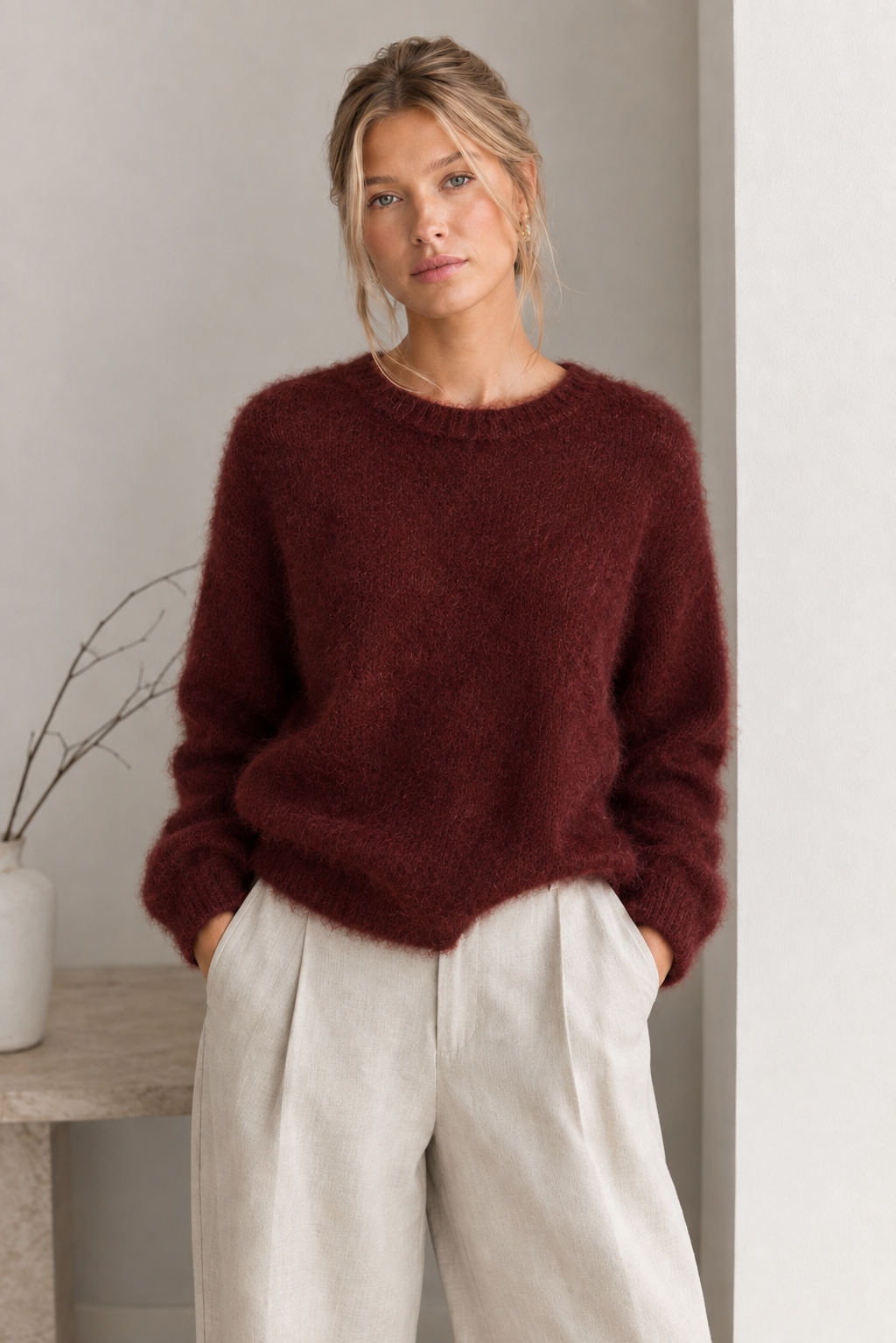 Mohair genser burgunder