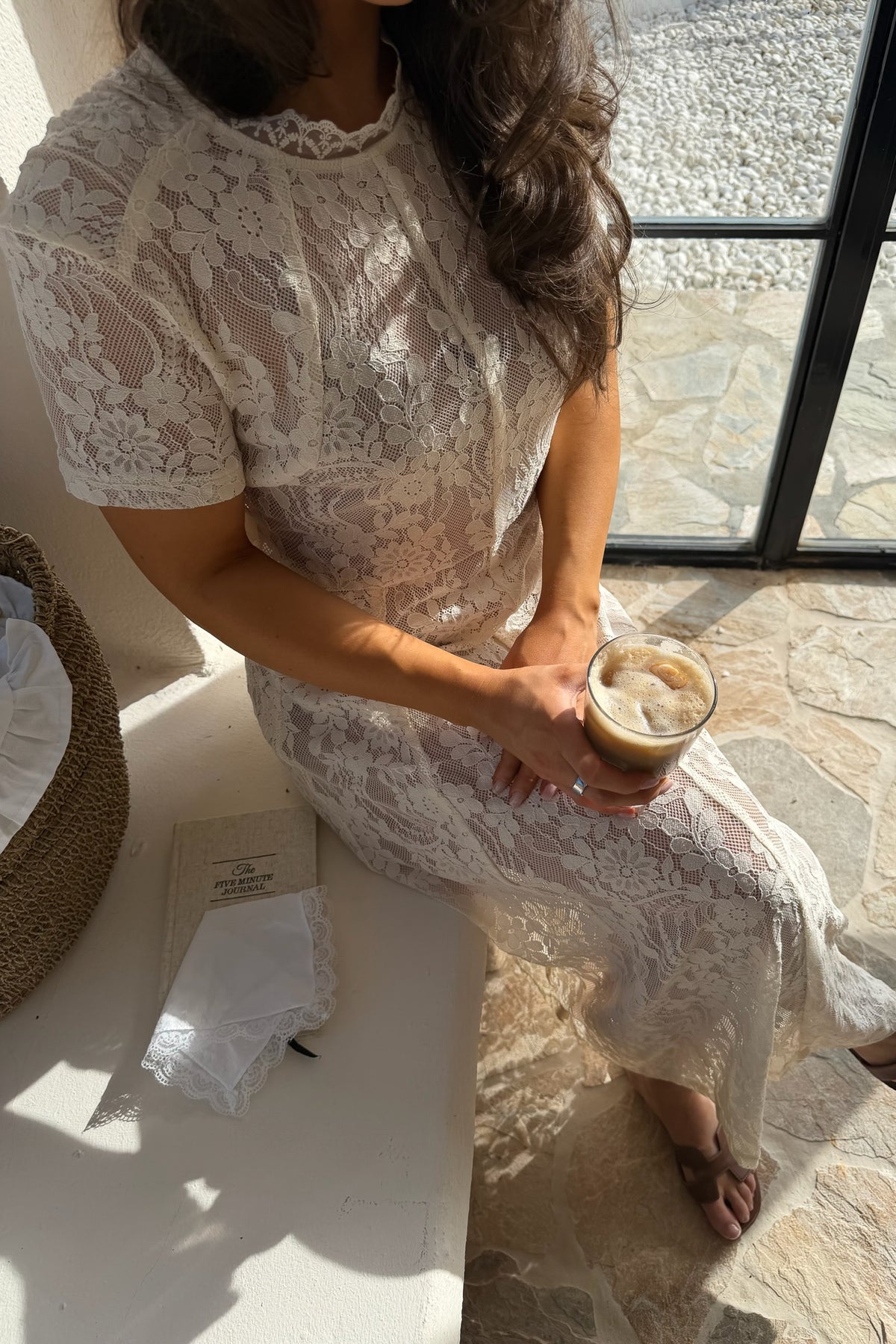 Elliaic long dress offwhite lace