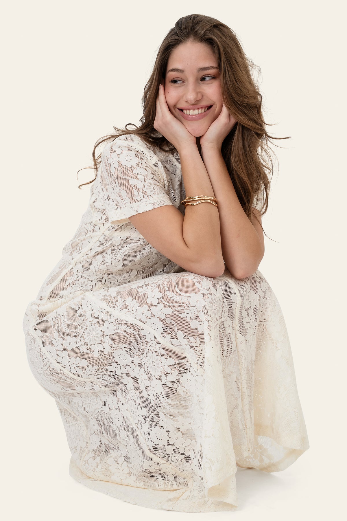 Elliaic long dress offwhite lace