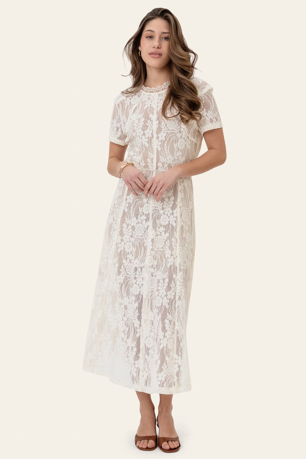 Elliaic long dress offwhite lace