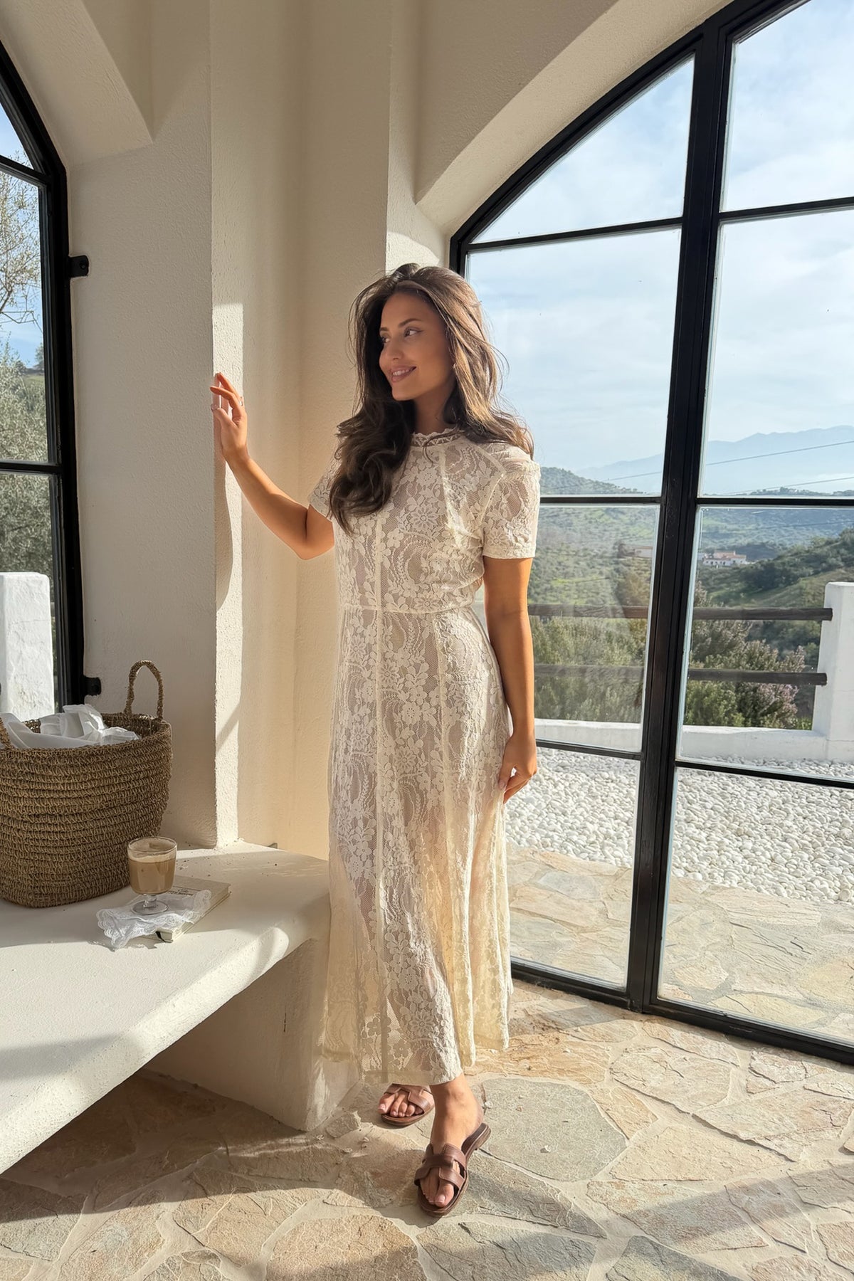 Elliaic long dress offwhite lace