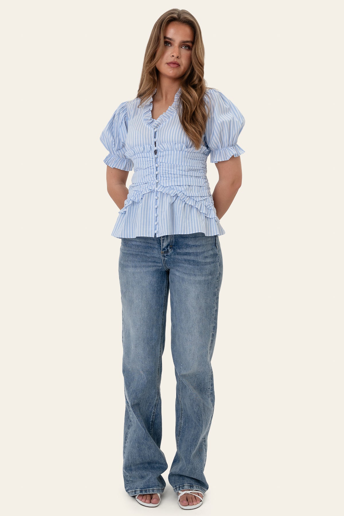 ArielIC blouse blue white stripes