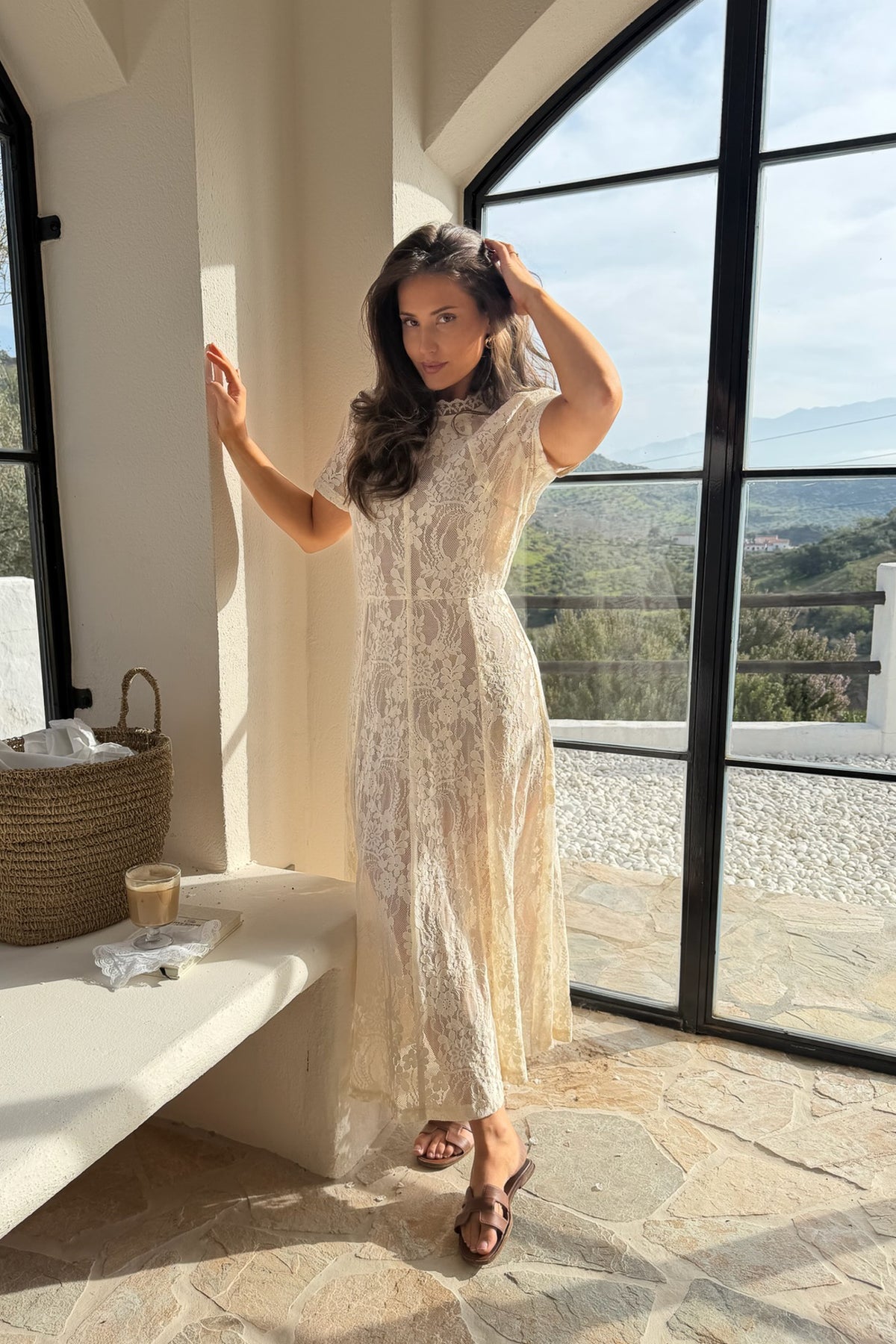 Elliaic long dress offwhite lace