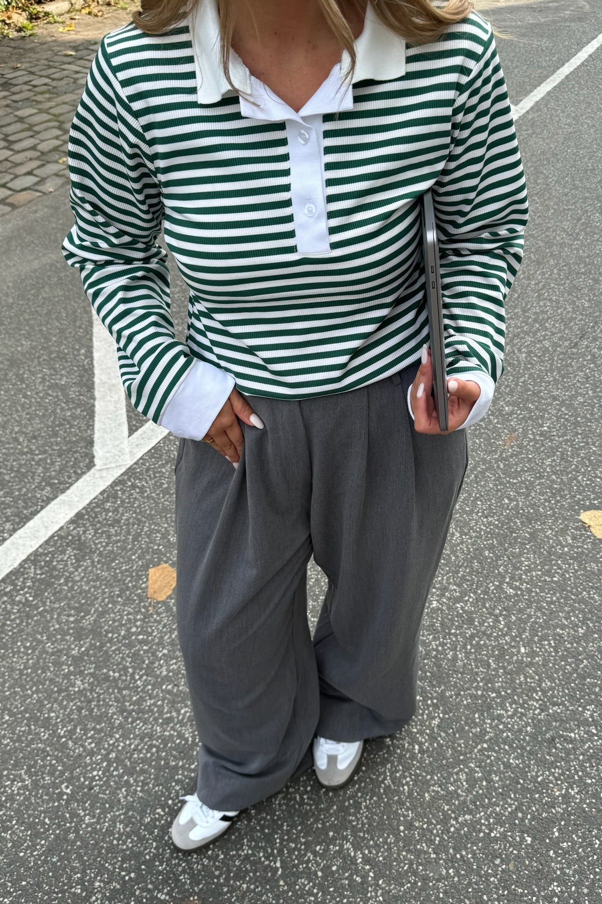CarlyIC Polo - Green Stripes