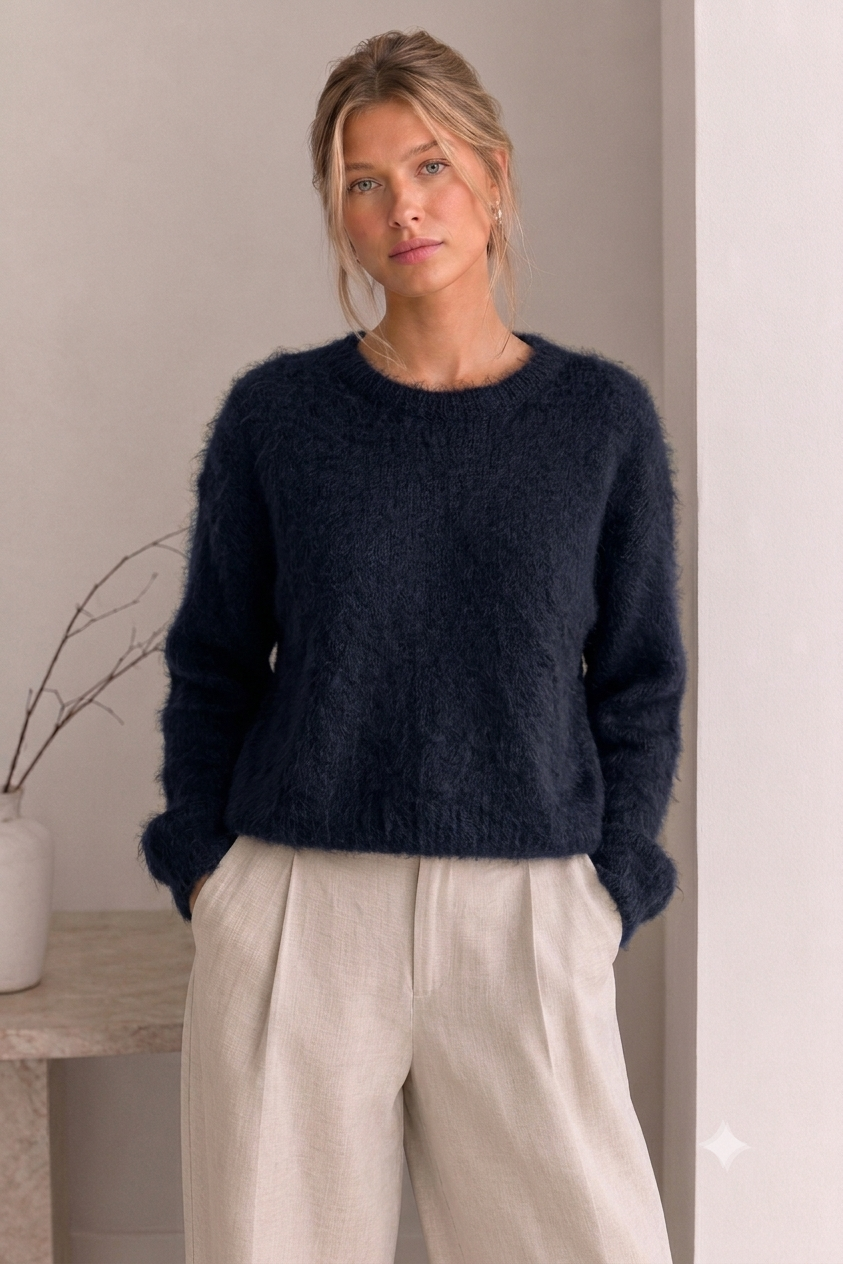 Mohair genser navy