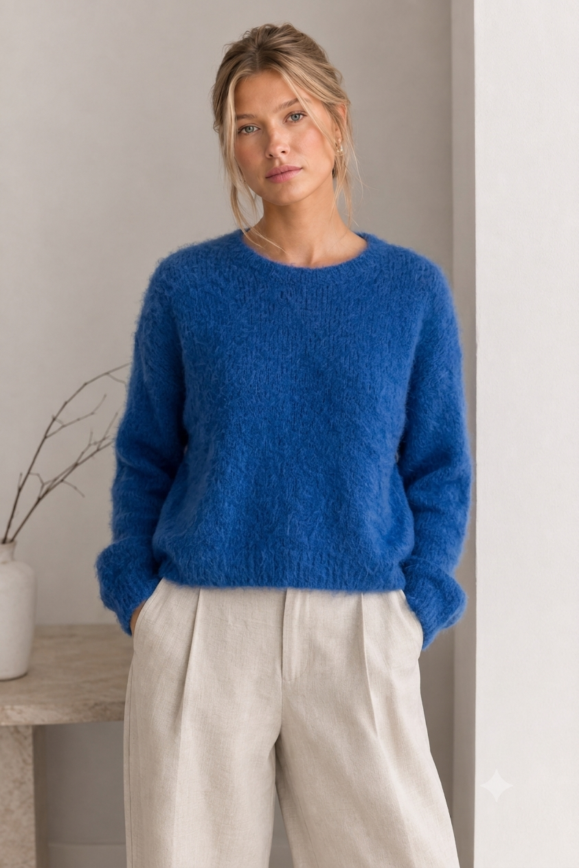 Mohair genser blå