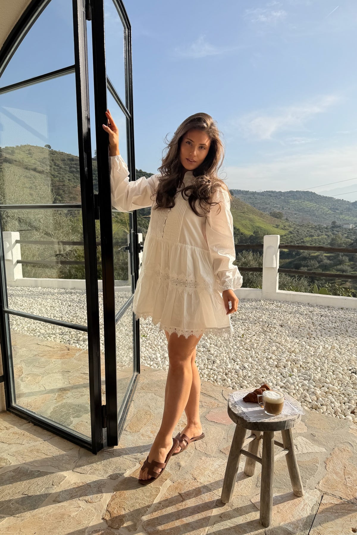 Livic dress white embroidery