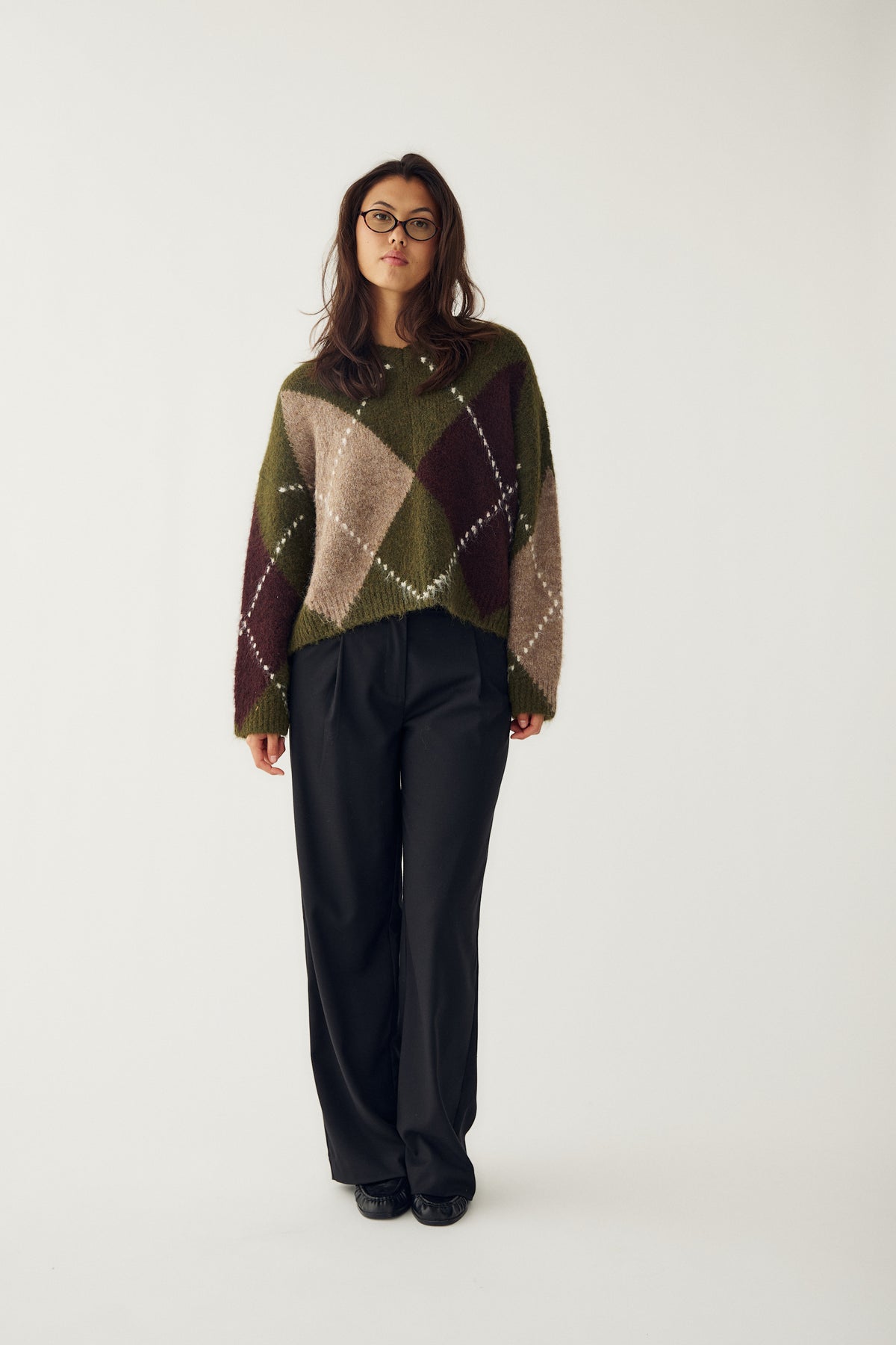 Lai knit avocado green mix genser