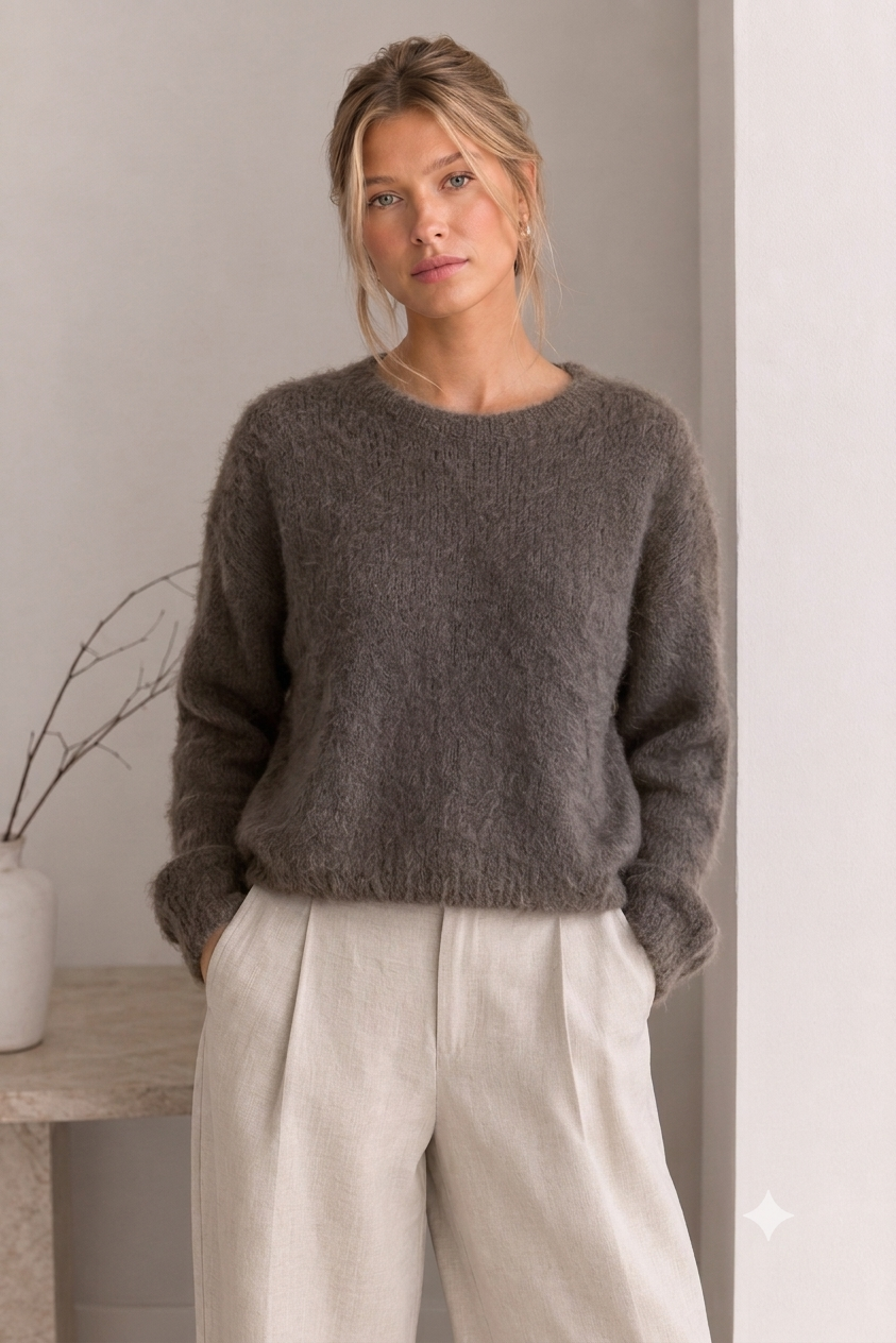 Mohair genser mørk taupe