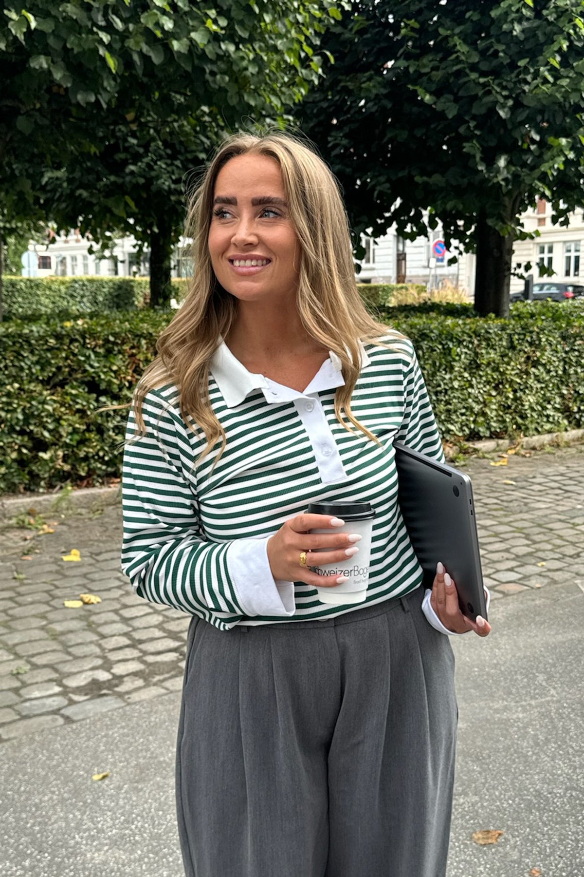 CarlyIC Polo - Green Stripes
