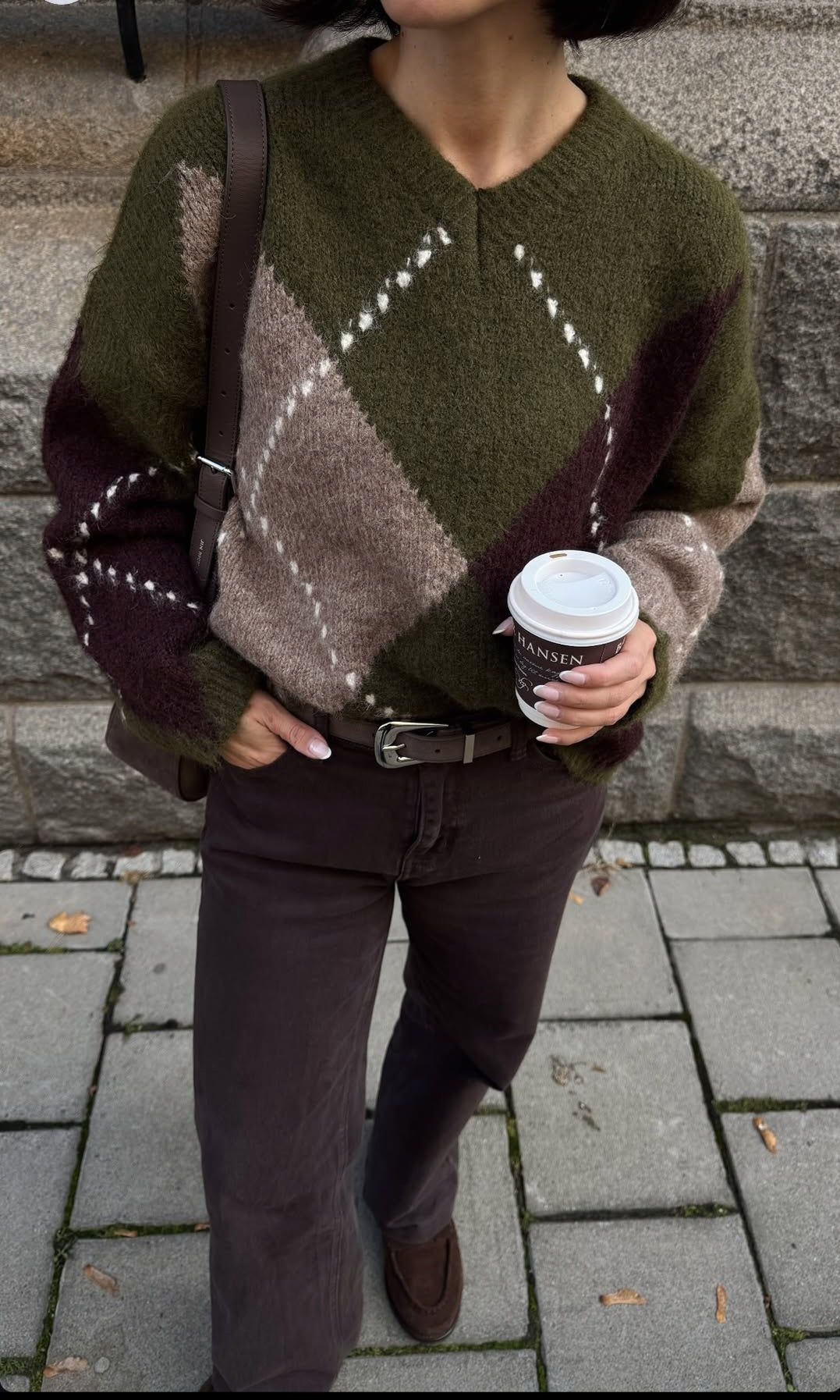 Lai knit avocado green mix genser