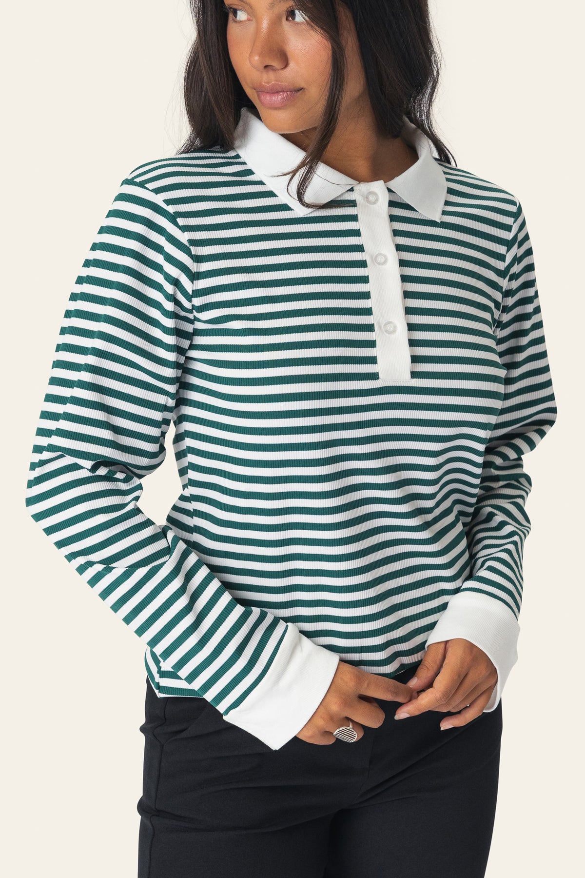 CarlyIC Polo - Green Stripes