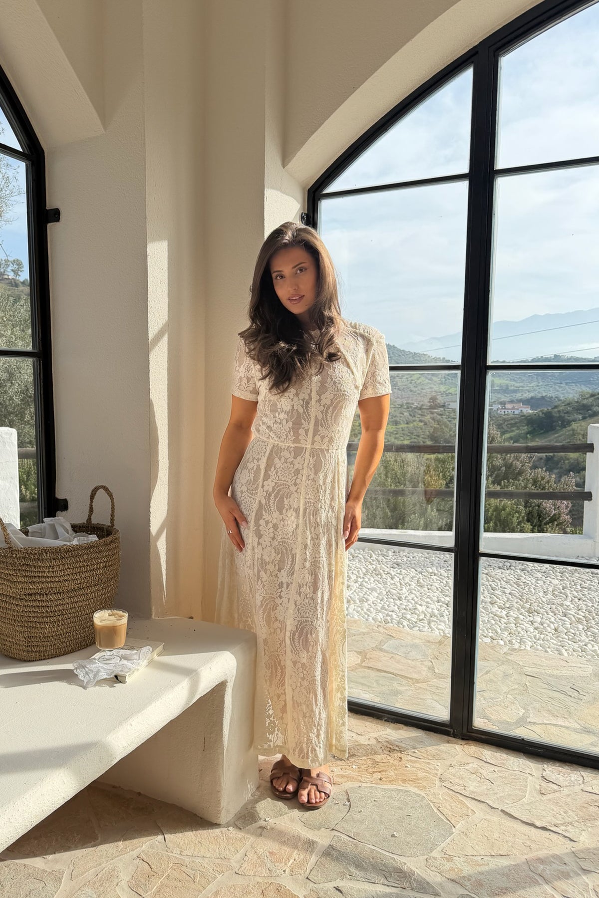 Elliaic long dress offwhite lace